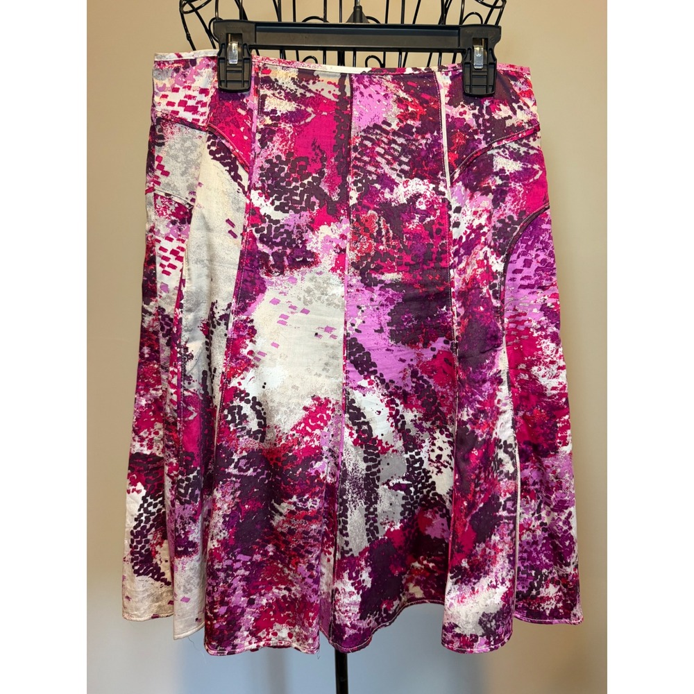 Ann Taylor Pink Purple Abstract Snake Print A-Line Cotton Skirt Size 0